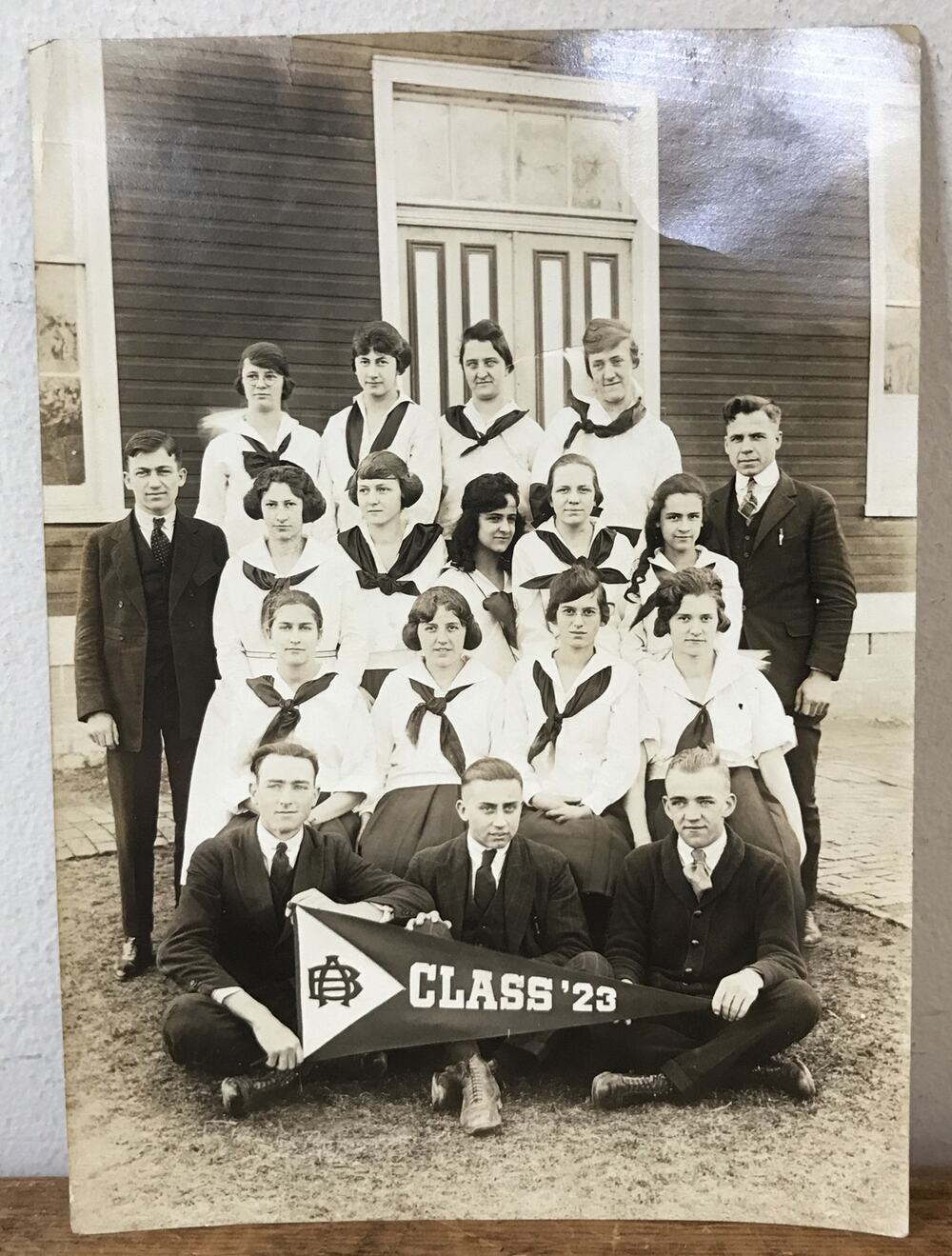 Vtg Antique Sepia AB Black White Class Of 1923 High School College Group Photo